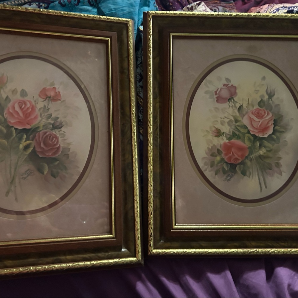 Set of Vintage Wyona Newton floral pictures